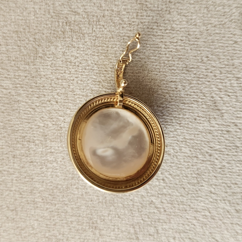 14K Gold Mabe Pearl Pendant Enhancer Vintage - Picture 5 of 7